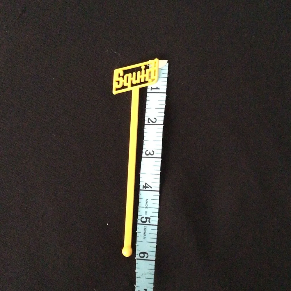 Vintage Squirt Swizzle Stick Drink Stirrers, Set of 9 Yellow, Green, Red